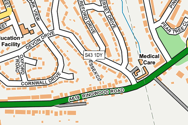 S43 1DY map - OS OpenMap – Local (Ordnance Survey)