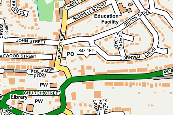 S43 1ED map - OS OpenMap – Local (Ordnance Survey)