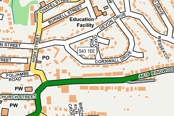 S43 1EE map - OS OpenMap – Local (Ordnance Survey)