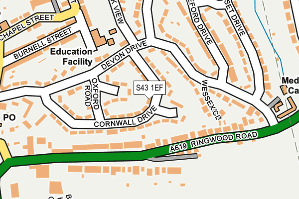 S43 1EF map - OS OpenMap – Local (Ordnance Survey)