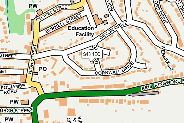 S43 1EQ map - OS OpenMap – Local (Ordnance Survey)