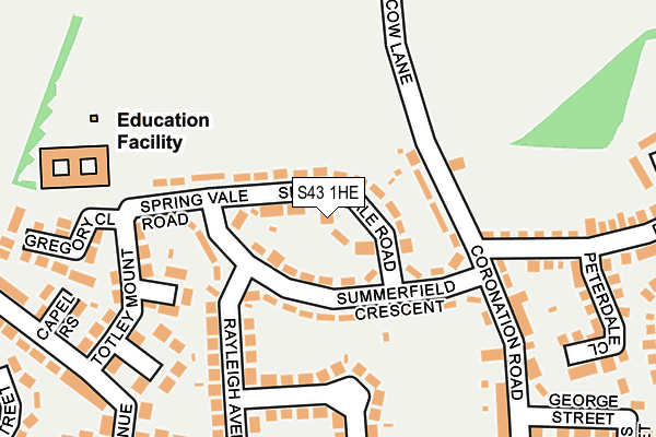 S43 1HE map - OS OpenMap – Local (Ordnance Survey)
