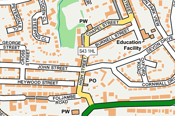 S43 1HL map - OS OpenMap – Local (Ordnance Survey)