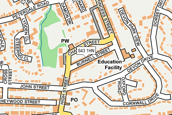 S43 1HN map - OS OpenMap – Local (Ordnance Survey)
