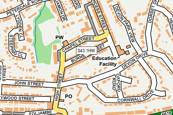 S43 1HW map - OS OpenMap – Local (Ordnance Survey)