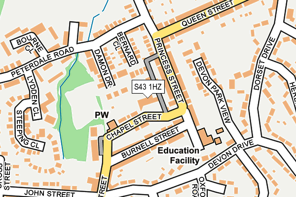 S43 1HZ map - OS OpenMap – Local (Ordnance Survey)