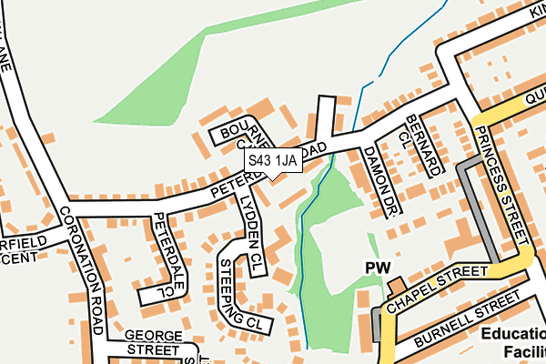 S43 1JA map - OS OpenMap – Local (Ordnance Survey)