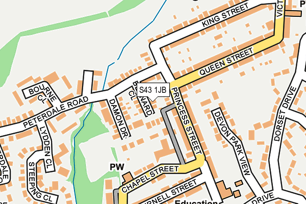 S43 1JB map - OS OpenMap – Local (Ordnance Survey)