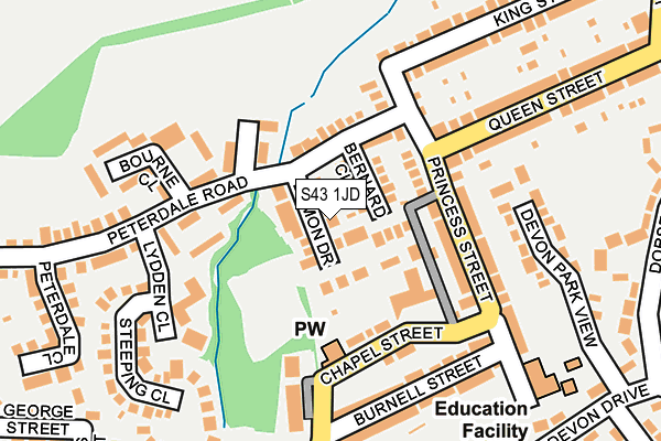 S43 1JD map - OS OpenMap – Local (Ordnance Survey)
