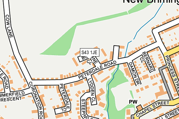 S43 1JE map - OS OpenMap – Local (Ordnance Survey)