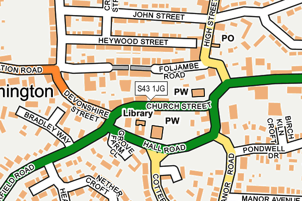 S43 1JG map - OS OpenMap – Local (Ordnance Survey)