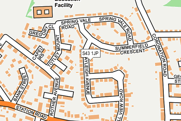 S43 1JP map - OS OpenMap – Local (Ordnance Survey)