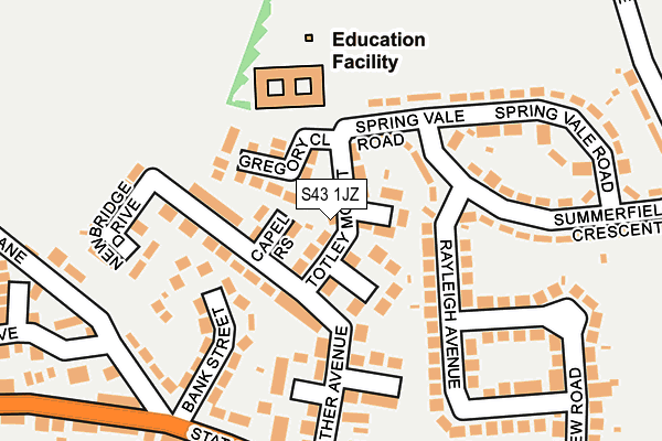 S43 1JZ map - OS OpenMap – Local (Ordnance Survey)