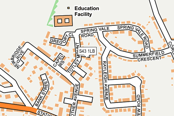 S43 1LB map - OS OpenMap – Local (Ordnance Survey)