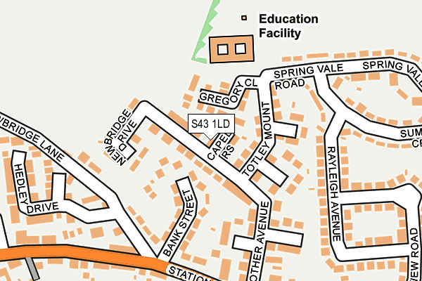 S43 1LD map - OS OpenMap – Local (Ordnance Survey)