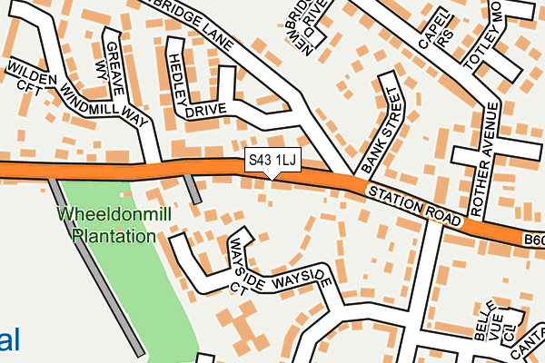 S43 1LJ map - OS OpenMap – Local (Ordnance Survey)