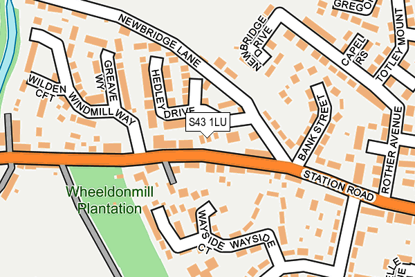 S43 1LU map - OS OpenMap – Local (Ordnance Survey)