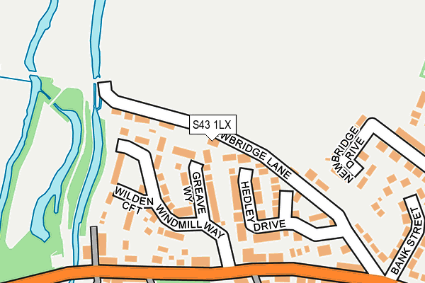 S43 1LX map - OS OpenMap – Local (Ordnance Survey)