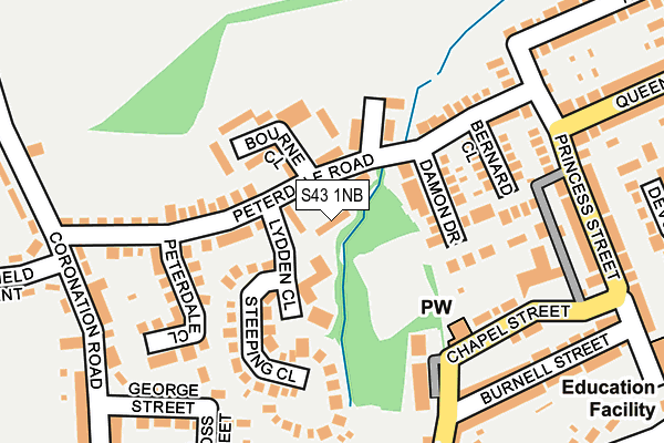 S43 1NB map - OS OpenMap – Local (Ordnance Survey)