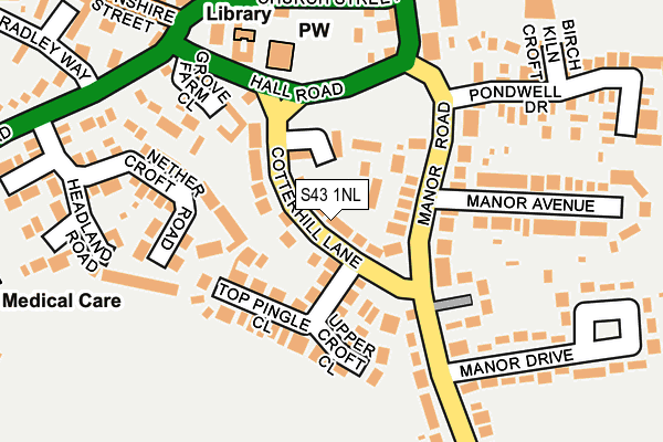 S43 1NL map - OS OpenMap – Local (Ordnance Survey)
