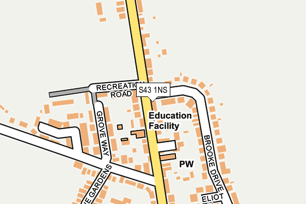 S43 1NS map - OS OpenMap – Local (Ordnance Survey)
