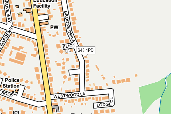 S43 1PD map - OS OpenMap – Local (Ordnance Survey)