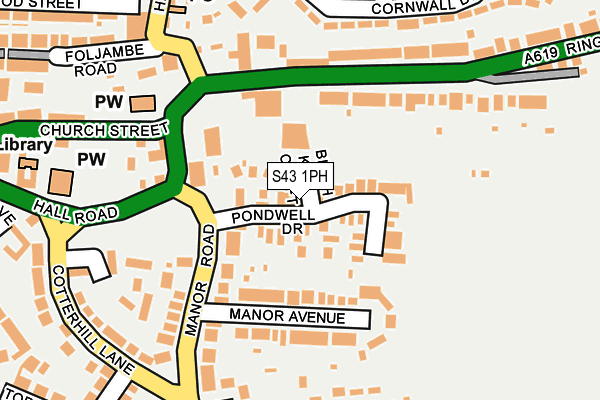 S43 1PH map - OS OpenMap – Local (Ordnance Survey)