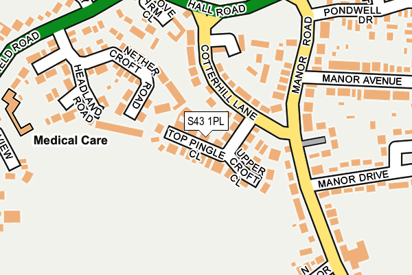 S43 1PL map - OS OpenMap – Local (Ordnance Survey)