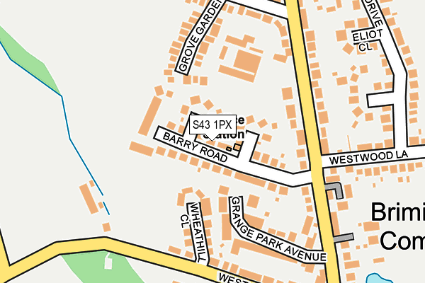 S43 1PX map - OS OpenMap – Local (Ordnance Survey)