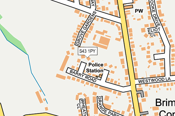 S43 1PY map - OS OpenMap – Local (Ordnance Survey)
