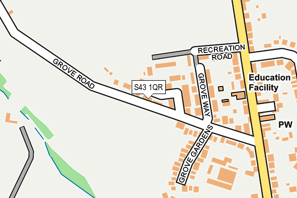 S43 1QR map - OS OpenMap – Local (Ordnance Survey)