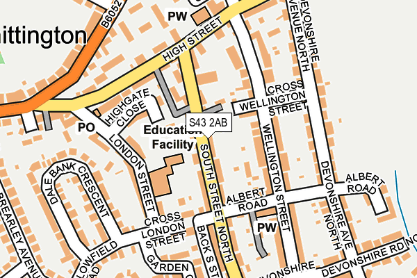 S43 2AB map - OS OpenMap – Local (Ordnance Survey)