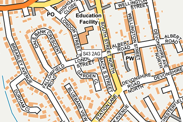 S43 2AG map - OS OpenMap – Local (Ordnance Survey)