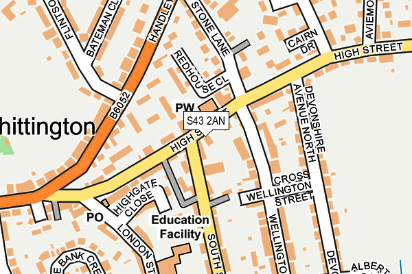 S43 2AN map - OS OpenMap – Local (Ordnance Survey)