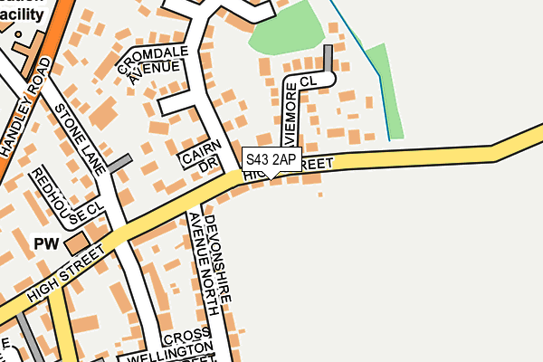 S43 2AP map - OS OpenMap – Local (Ordnance Survey)