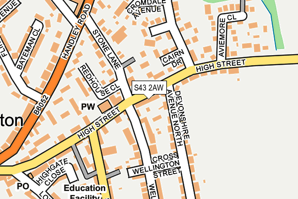 S43 2AW map - OS OpenMap – Local (Ordnance Survey)