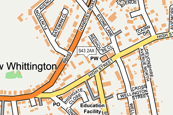 S43 2AX map - OS OpenMap – Local (Ordnance Survey)