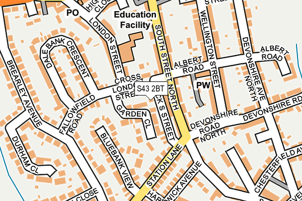 S43 2BT map - OS OpenMap – Local (Ordnance Survey)