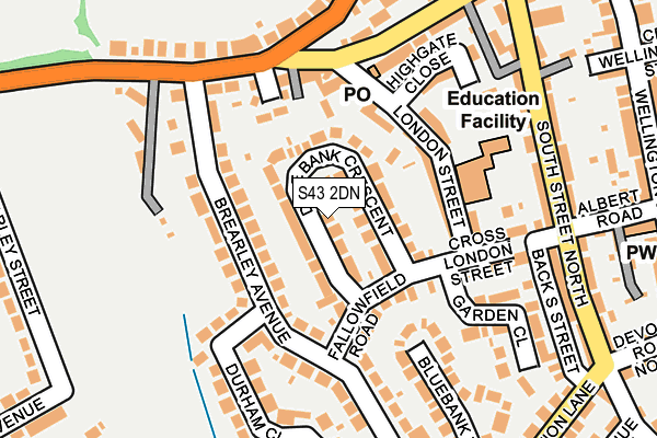 S43 2DN map - OS OpenMap – Local (Ordnance Survey)