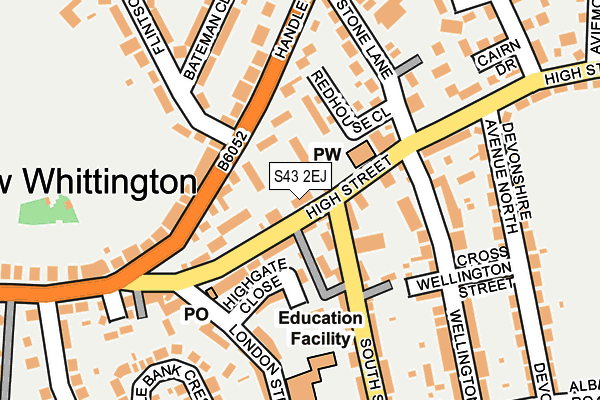 S43 2EJ map - OS OpenMap – Local (Ordnance Survey)