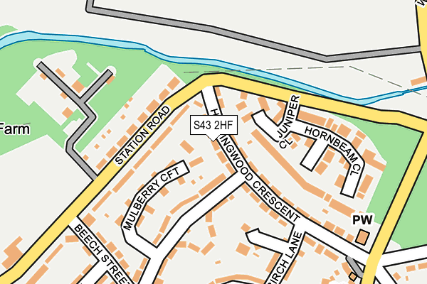 S43 2HF map - OS OpenMap – Local (Ordnance Survey)