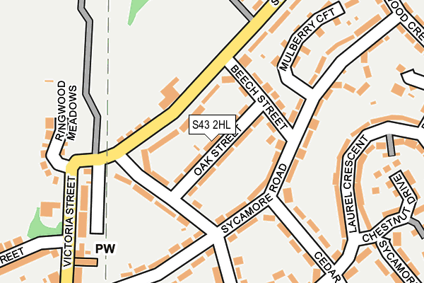S43 2HL map - OS OpenMap – Local (Ordnance Survey)