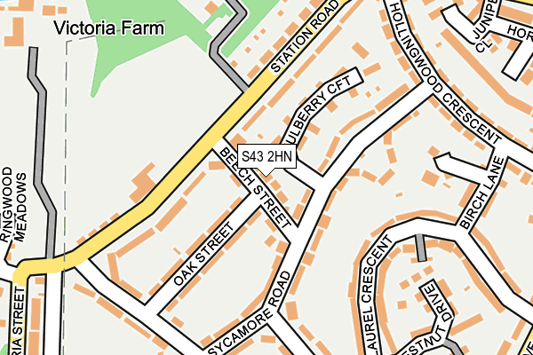 S43 2HN map - OS OpenMap – Local (Ordnance Survey)
