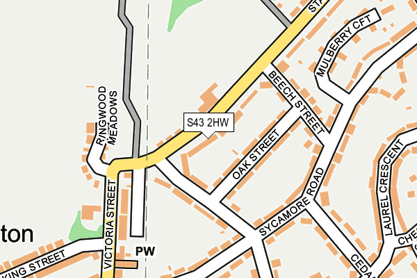 S43 2HW map - OS OpenMap – Local (Ordnance Survey)