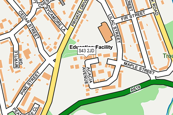 S43 2JD map - OS OpenMap – Local (Ordnance Survey)