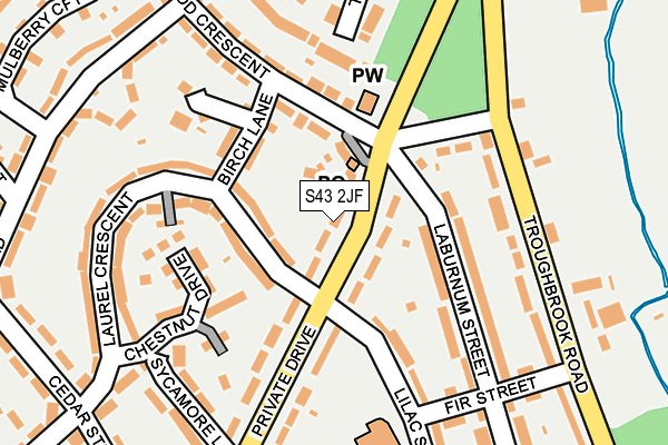 S43 2JF map - OS OpenMap – Local (Ordnance Survey)