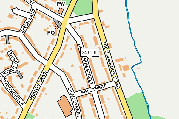 S43 2JL map - OS OpenMap – Local (Ordnance Survey)