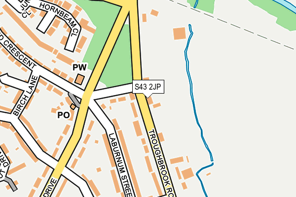 S43 2JP map - OS OpenMap – Local (Ordnance Survey)
