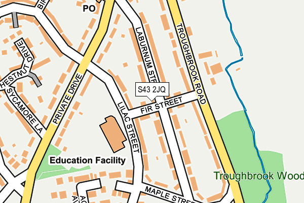 S43 2JQ map - OS OpenMap – Local (Ordnance Survey)