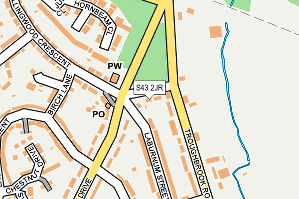 S43 2JR map - OS OpenMap – Local (Ordnance Survey)